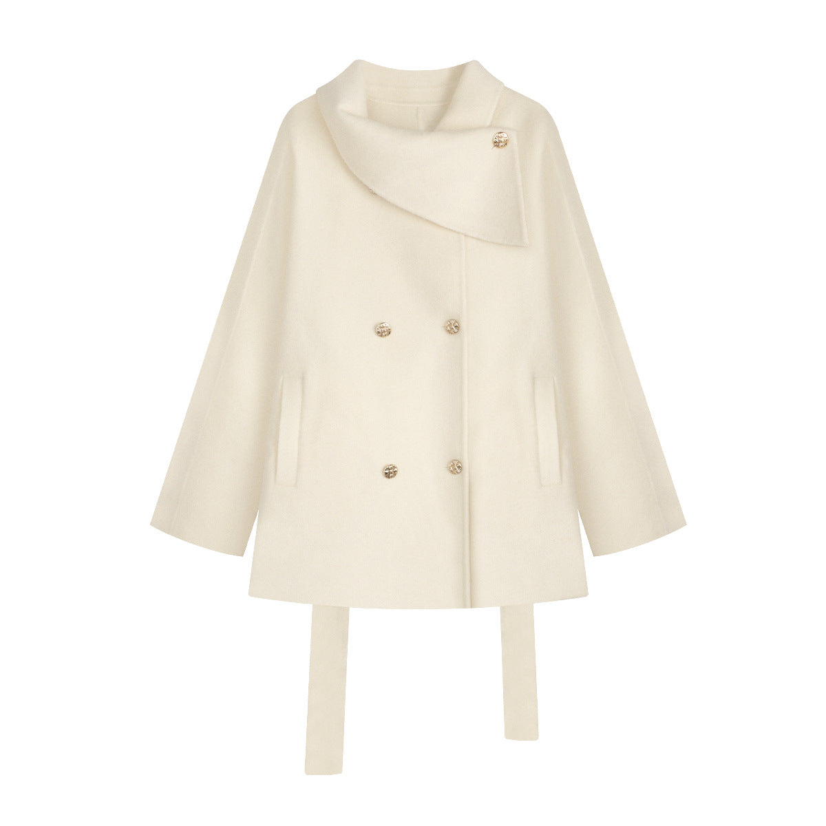 ゴールドボタンウールショートコート