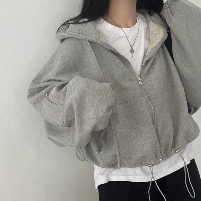 ジップスリーブショートパーカー