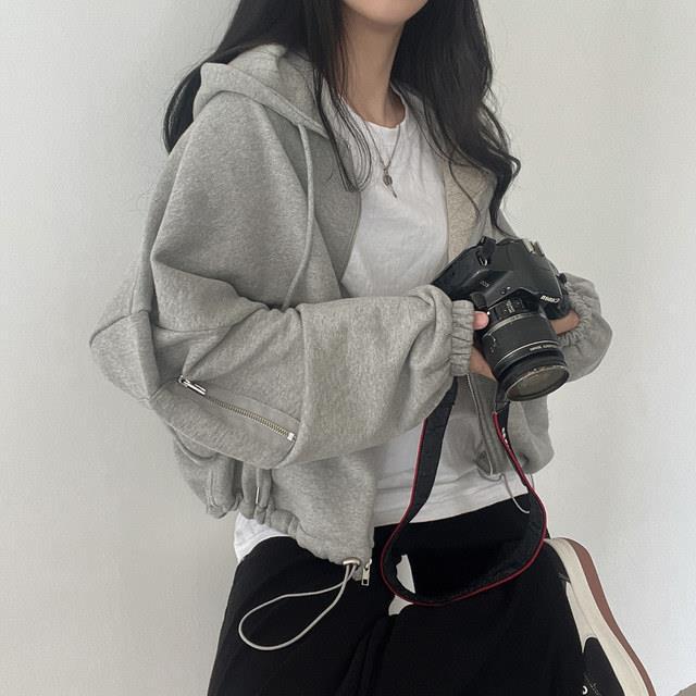 ジップスリーブショートパーカー