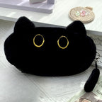 黒ねこフェイス｜ふわもこ小物ポーチ