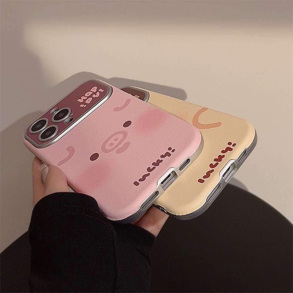 ゆるアニマルフェイス｜レザー調iPhoneケース