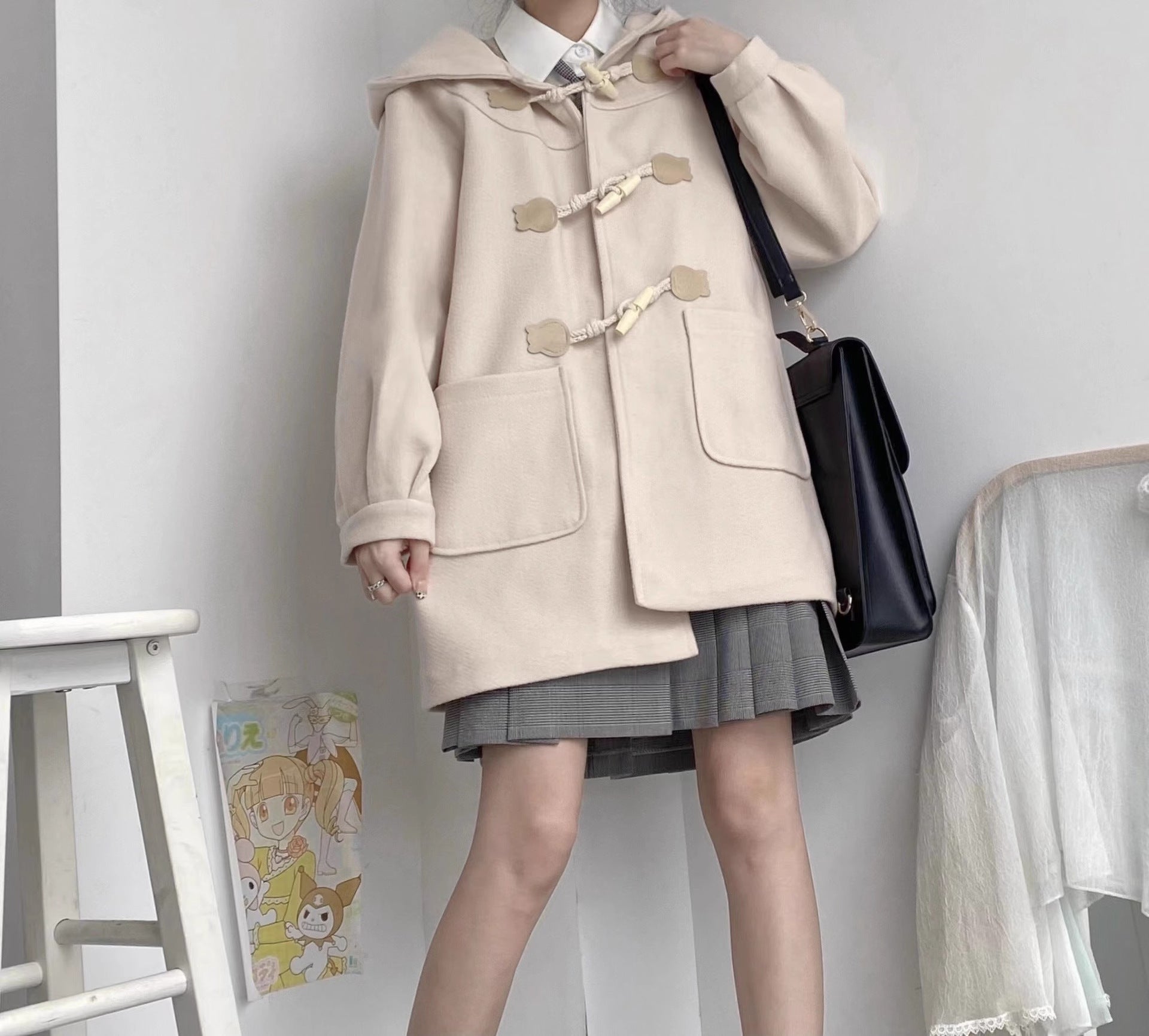 トグルボタンショートダッフルコート