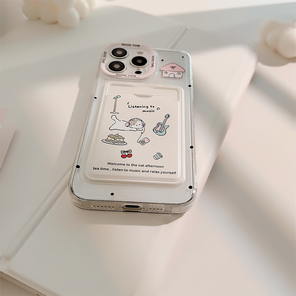 のんびりゆるねこ｜カードポケット付きクリアiPhoneケース