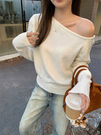 オフショルダー風｜ニットトップス