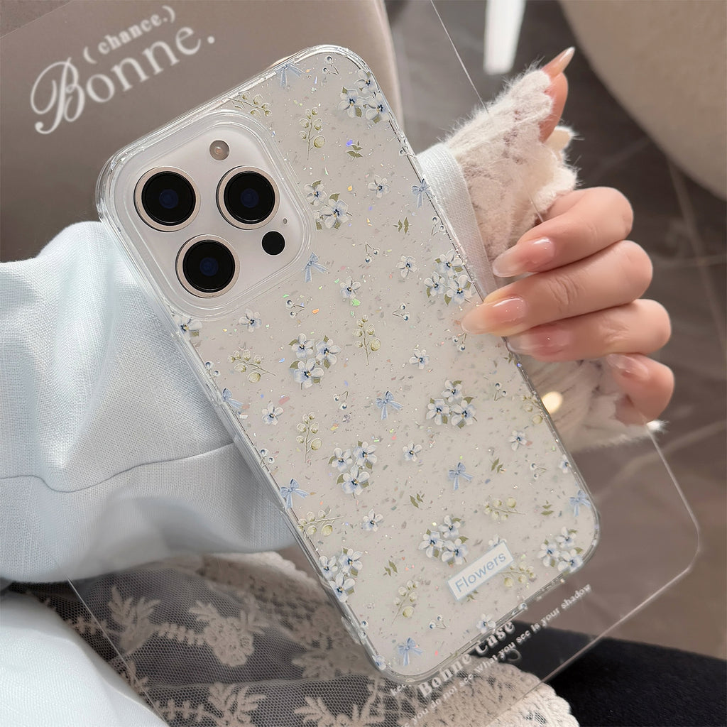 ブルーフラワー｜クリアiPhoneケース