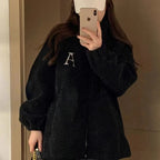 ロゴ刺繍ボアジャケット