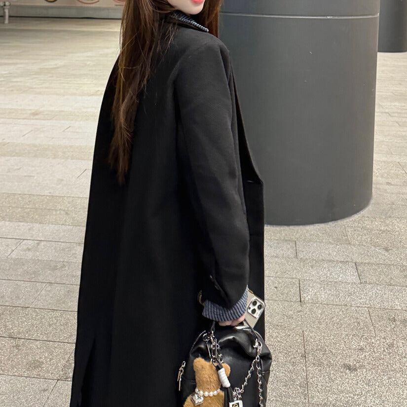 バイカラーカフ＆襟｜リブロングワンピース