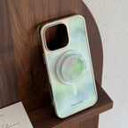 【MagSafe対応】ミントマーブル｜スタンド付きiPhoneケース